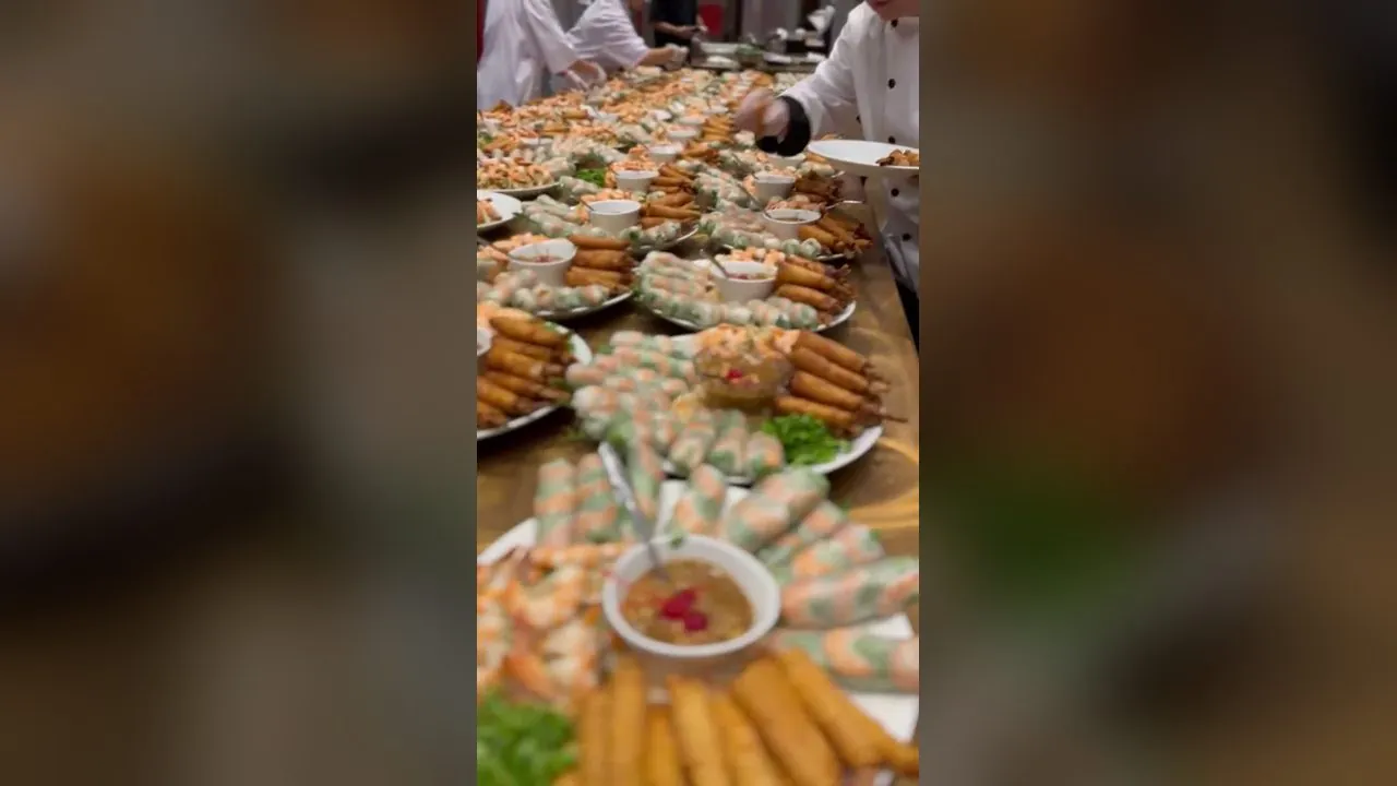 Down the long table